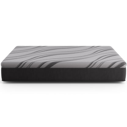 Bib NL 12in Pro Gel Hybrid Medium Mattress by HouseOfZazla, gray striped cover on Tampa Home & Garden Store