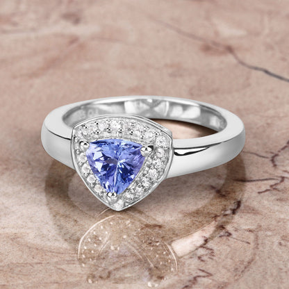 0.87ct tanzanite and white topaz ring in .925 silver by Bids.com with a halo setting on Tampa Home & Garden Store