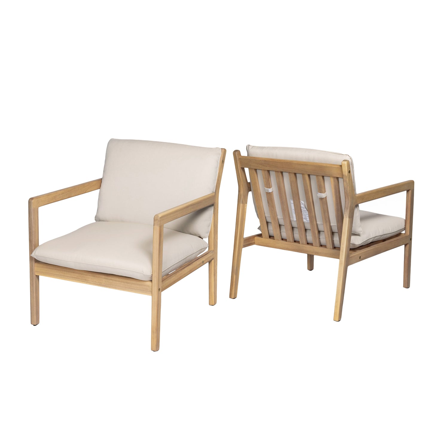 Durable Acacia Wood Patio Armchair Set of Two