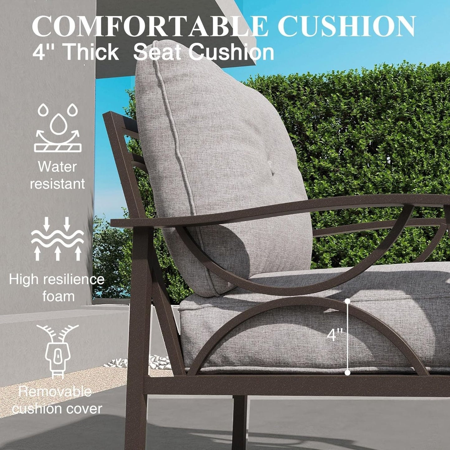 All Weather Armchairs with Cushions (Set of 2) gray/khaki outdoor chairs by HouseOfZazla on Tampa Home & Garden Store