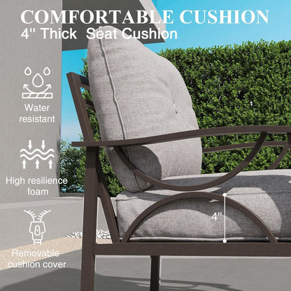 All Weather Armchairs with Cushions (Set of 2) gray/khaki outdoor chairs by HouseOfZazla on Tampa Home & Garden Store