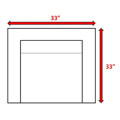 Patio arm chair schematic showing 33 in width and height, outer frame and inner panel on Tampa Home & Garden Store