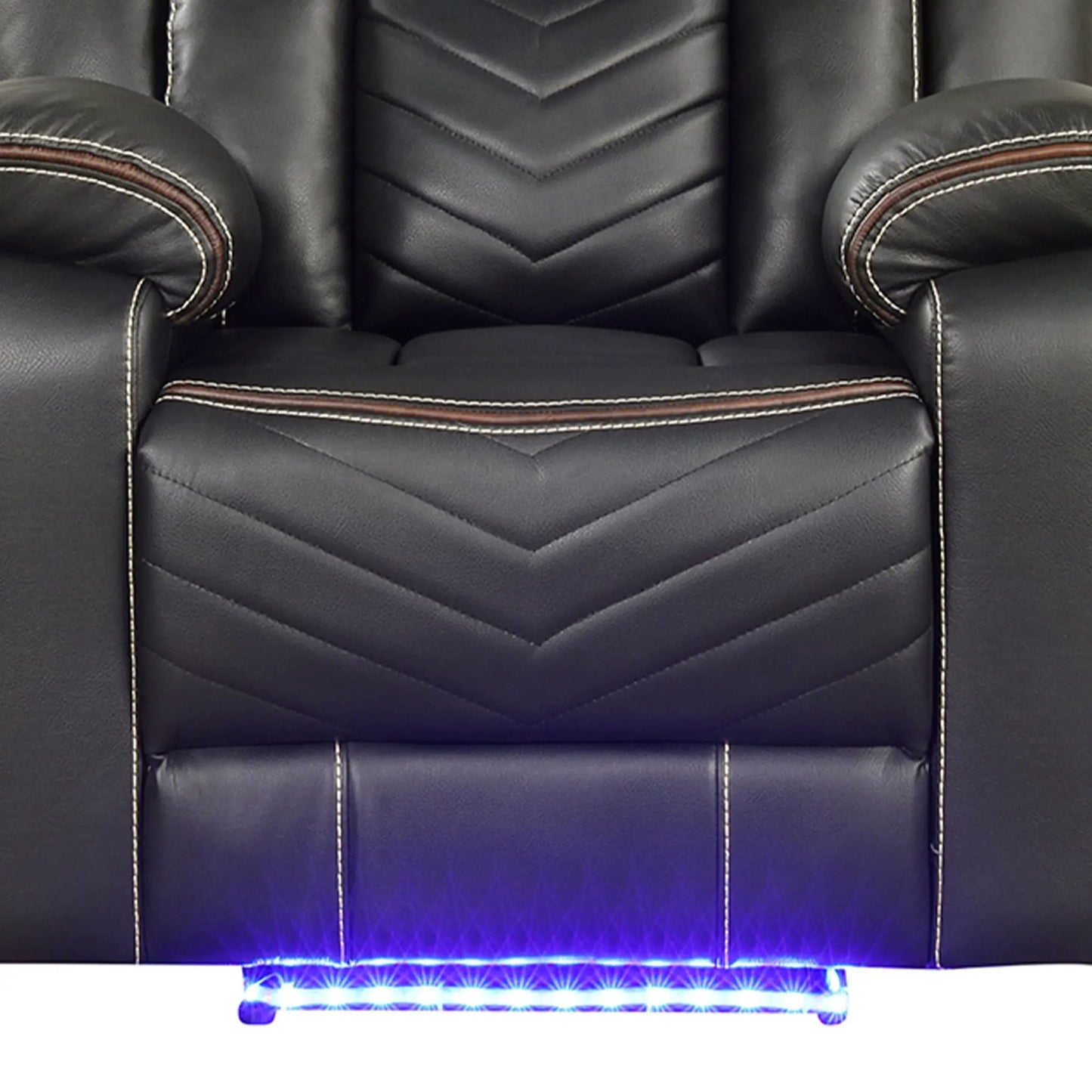 Challenger LED Power Recliner Chair black leather with chevron back Unique Piece Furniture on Tampa Home & Garden Store