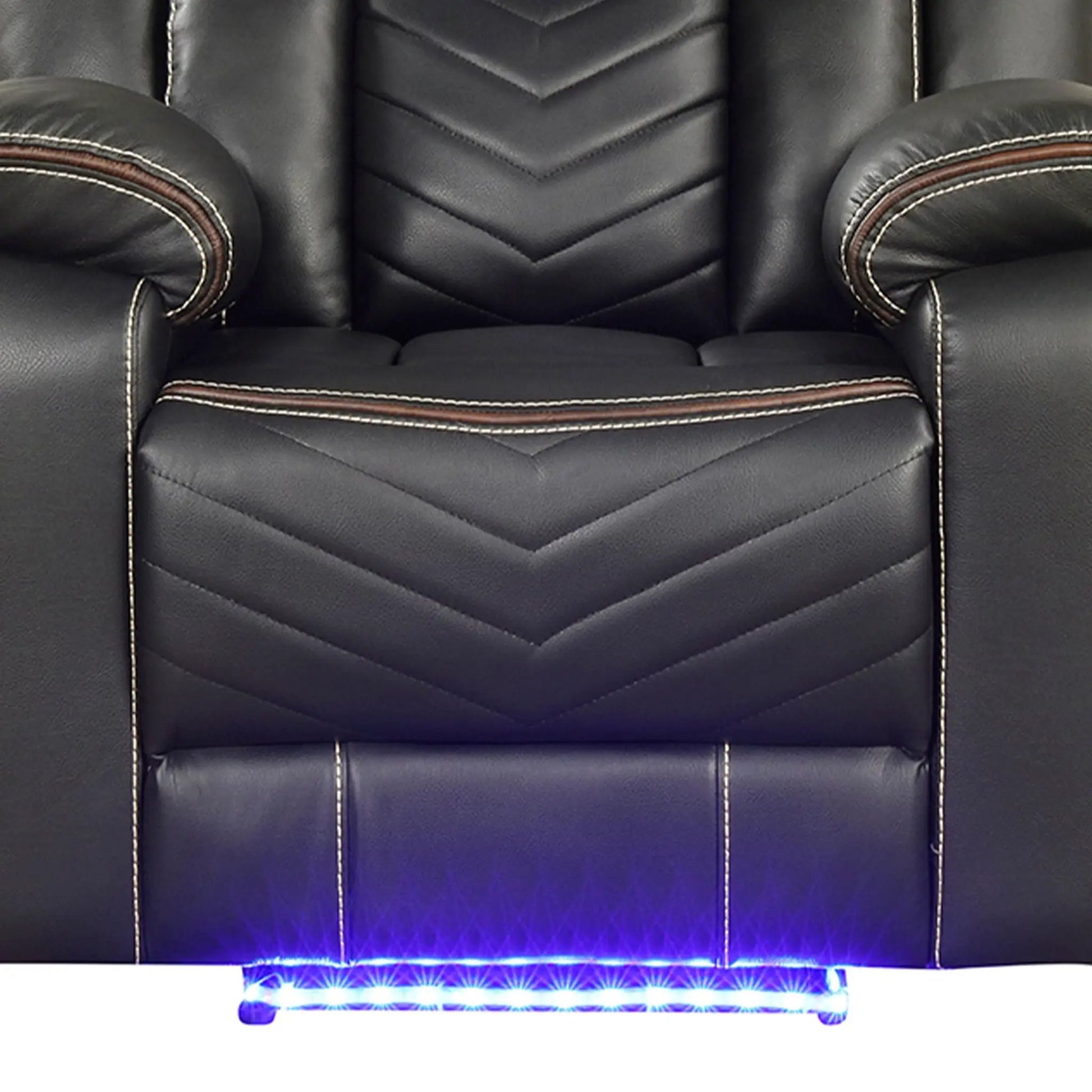 Challenger LED Power Recliner Chair black leather with chevron back Unique Piece Furniture on Tampa Home & Garden Store