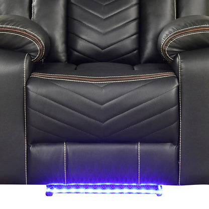 Challenger LED Power Recliner Chair black leather with chevron back Unique Piece Furniture on Tampa Home & Garden Store