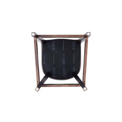White bar height stool with copper-toned frame and dark cushion; Manhattan Comfort branding on Tampa Home & Garden Store