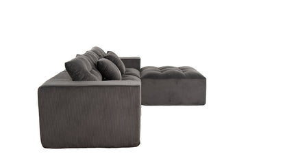 Vintage Corduroy L Shaped Sofa and Modular Frame