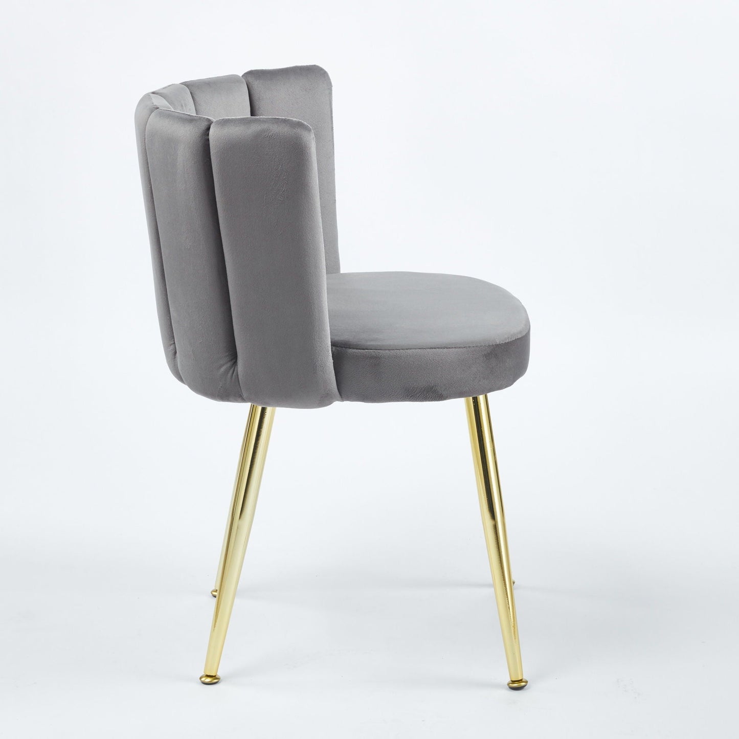 Ergonomic dining chair set of 2 in gray velvet with curved back and gold legs on Tampa Home & Garden Store