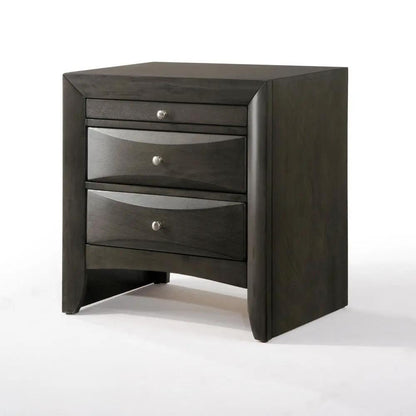 Ireland - Elegant Design Nightstand, dark espresso wood, 3 curved-front drawers on Tampa Home & Garden Store