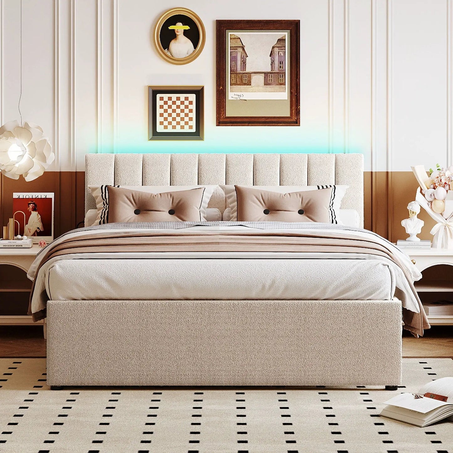Upholstered Platform Bed With Trundle System