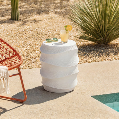 Antique Magnesium Oxide Outdoor and Garden Side Table