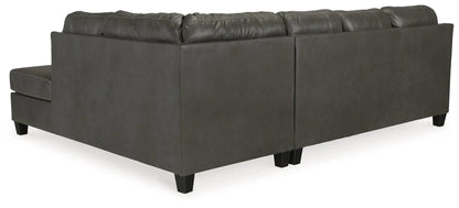 Valderno 2-Piece Sectional with Raf Corner Chaise Fog in gray faux leather by Unique Piece on Tampa Home & Garden Store