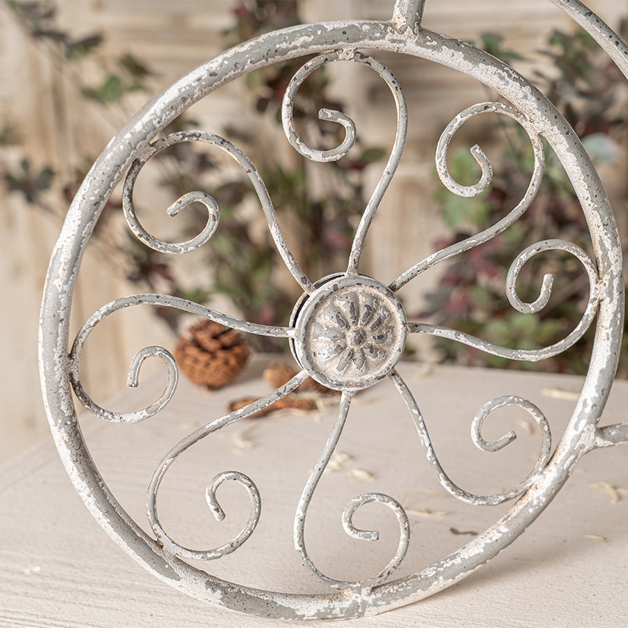 Rustic bicycle metal wire wall planter basket with distressed gray wheel frame HouseOfZazla on Tampa Home & Garden Store