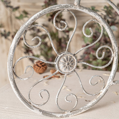 Rustic bicycle metal wire wall planter basket with distressed gray wheel frame HouseOfZazla on Tampa Home & Garden Store