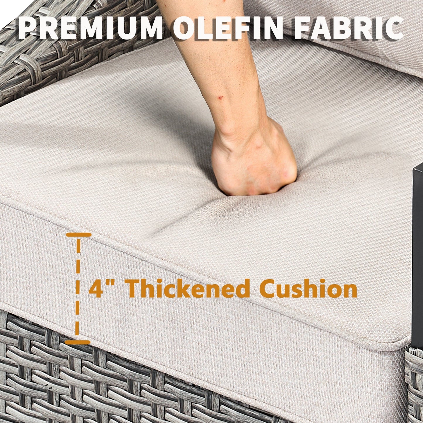 3-Piece Outdoor Conversation Set beige thickened cushion on olefin fabric with wicker frame on Tampa Home & Garden Store