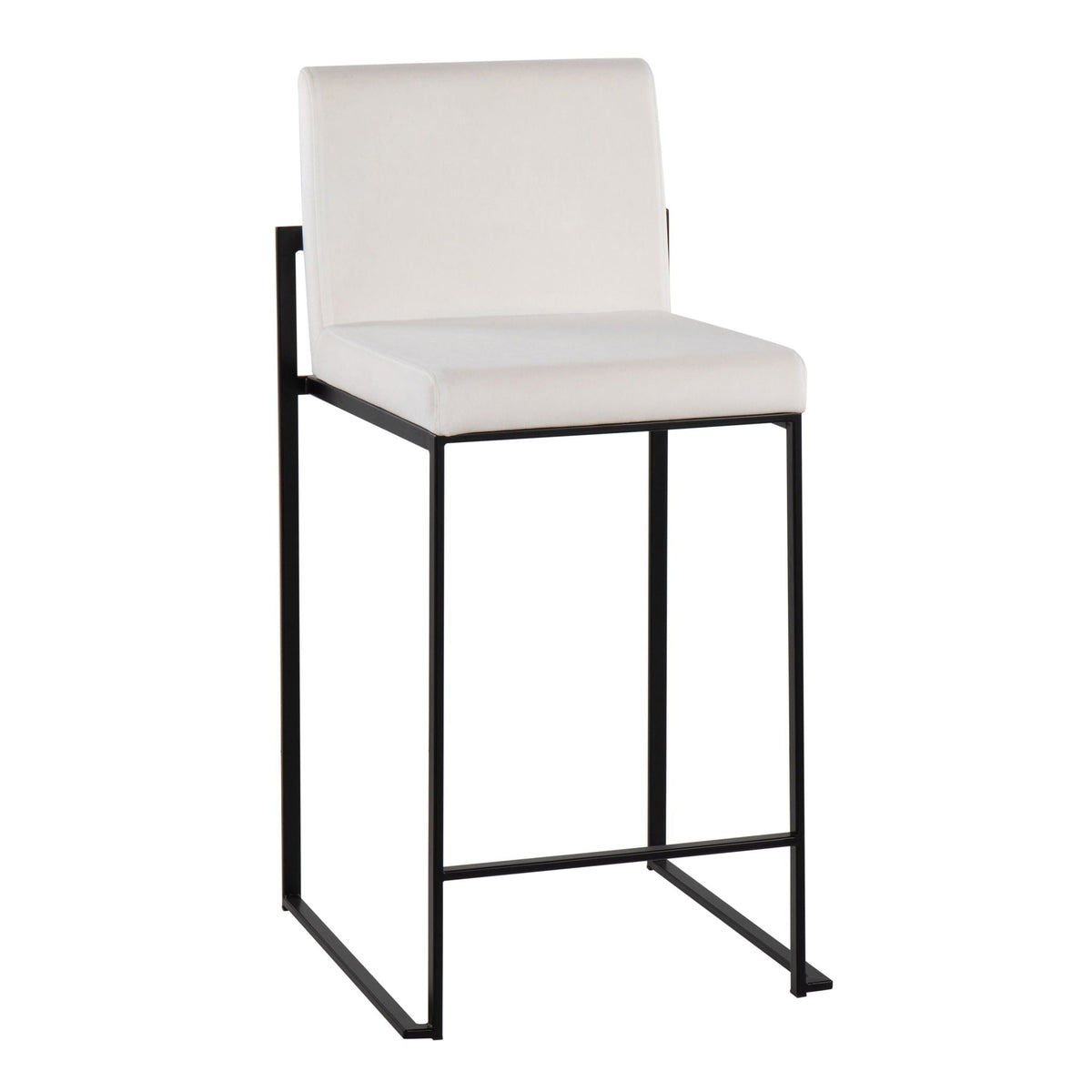 Fuji high back counter stool with white upholstery and black metal frame by HouseOfZazla on Tampa Home & Garden Store