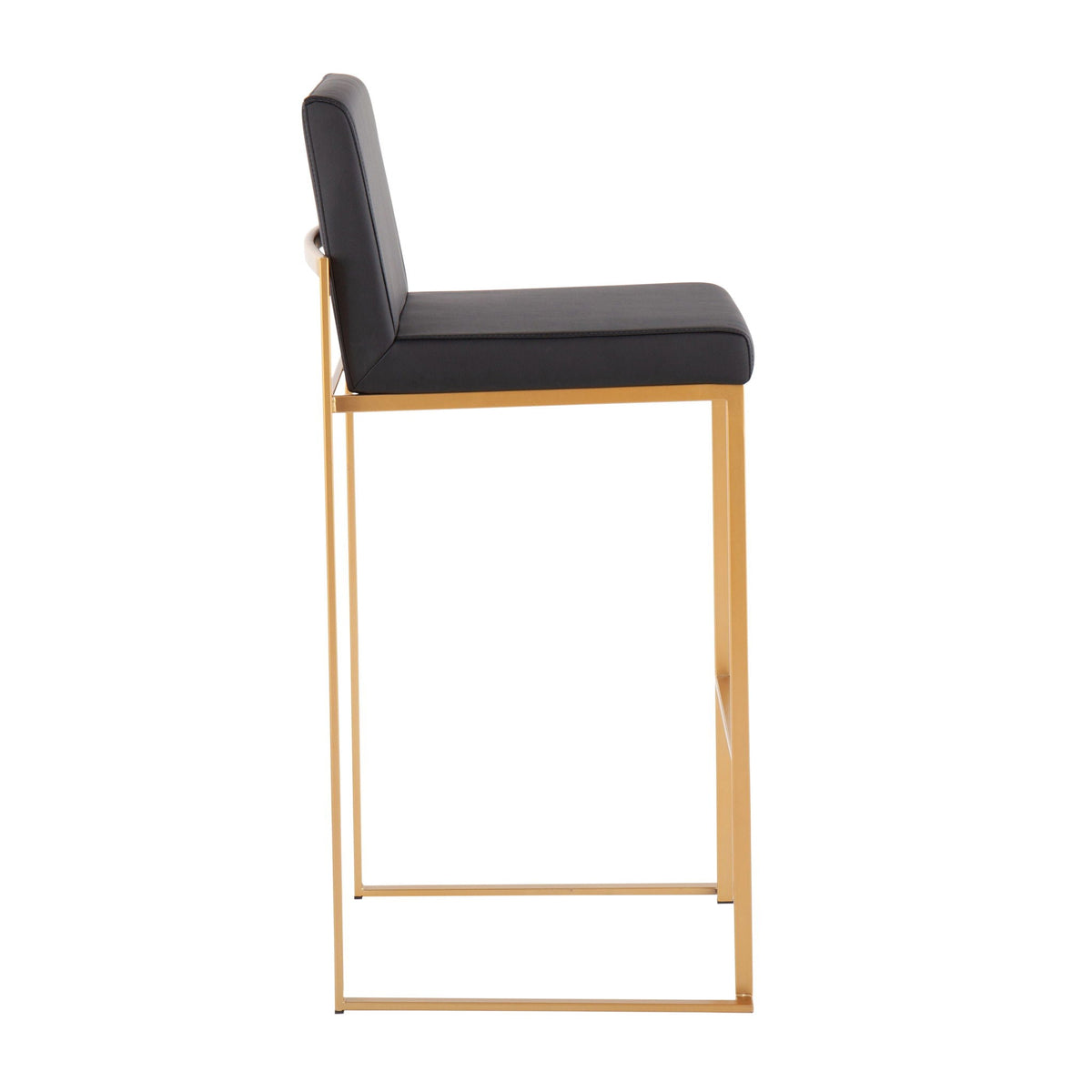 Barstool by HouseOfZazla, contemporary high back, black upholstered seat with gold frame on Tampa Home & Garden Store