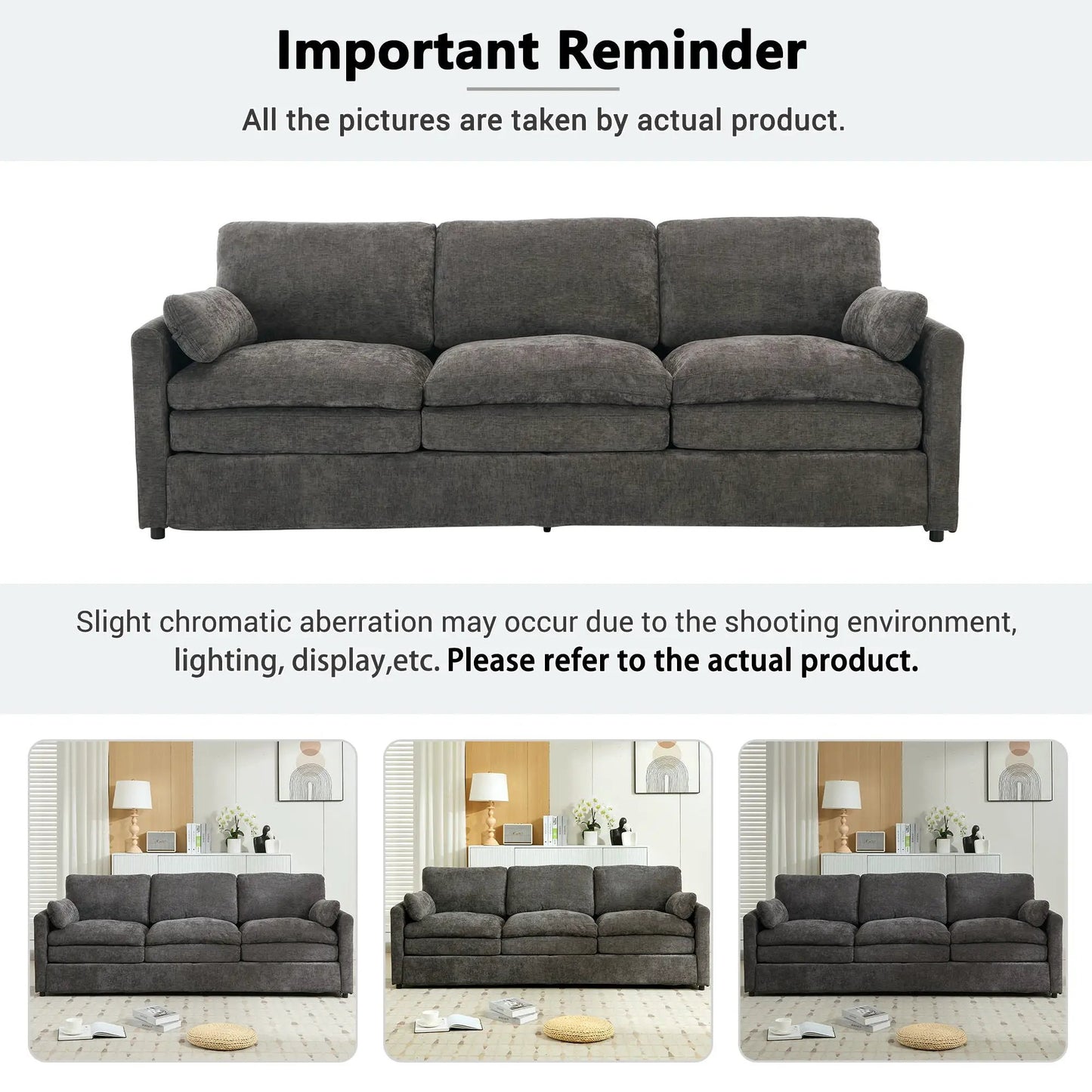 Cozy Upholstered 3 Seater Sofa for Living Room