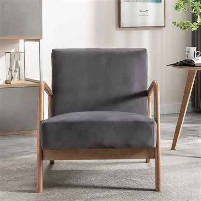 HouseOfZazla Classic Mid-Century Modern Accent Arm Chair with grey cushioning and open frame on Tampa Home & Garden Store