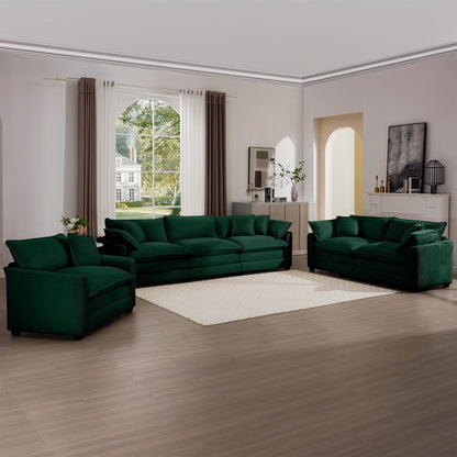 Elegant oversized green sectional sofa set with deep seats, 3-piece layout on Tampa Home & Garden Store
