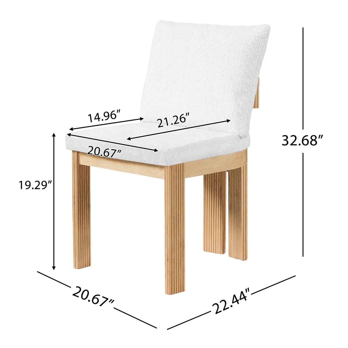 Boucle upholstered indoor dining chair set of 2 with rubber wood frame in beige by HouseOfZazla on Tampa Home & Garden Store