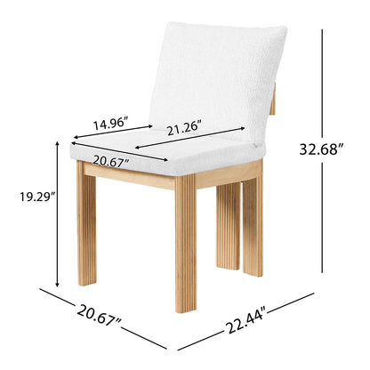 Boucle upholstered indoor dining chair set of 2 with rubber wood frame in beige by HouseOfZazla on Tampa Home & Garden Store