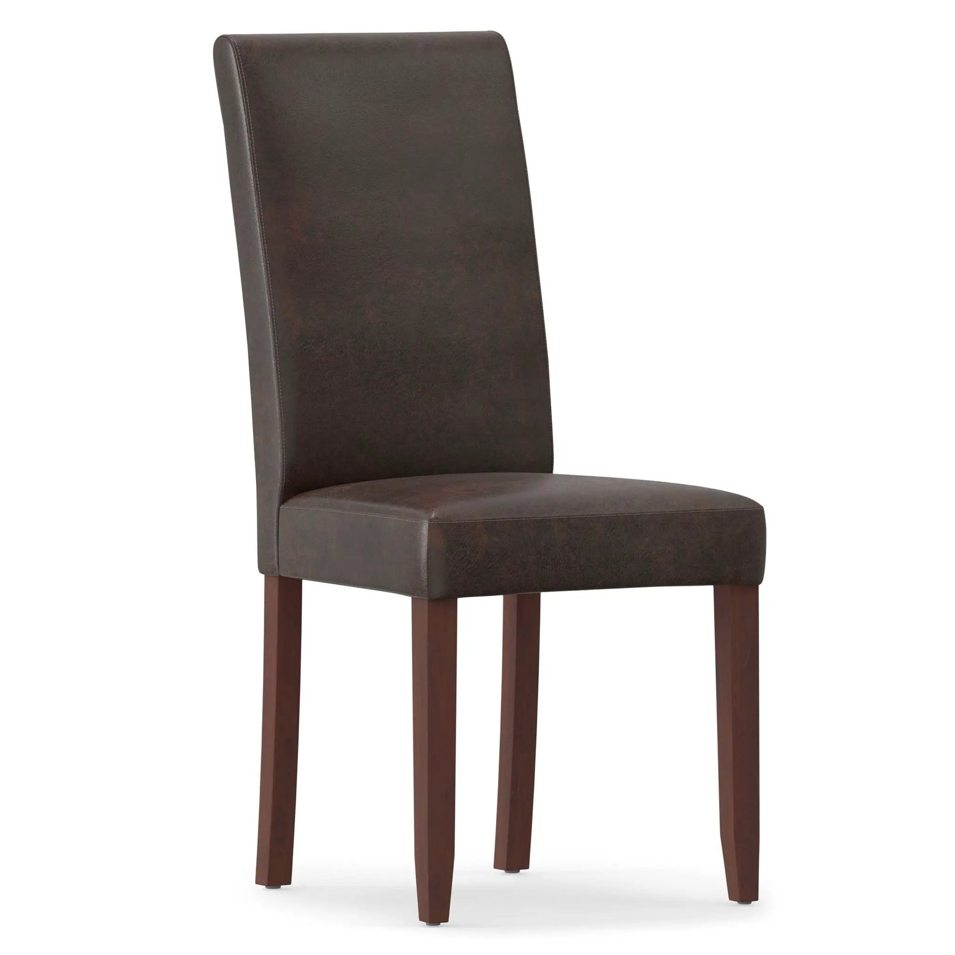 Acadian Upholstered Parson Dining Chair, set of 2, dark brown leatherette with wood legs on Tampa Home & Garden Store
