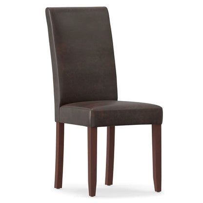 Acadian Upholstered Parson Dining Chair, set of 2, dark brown leatherette with wood legs on Tampa Home & Garden Store