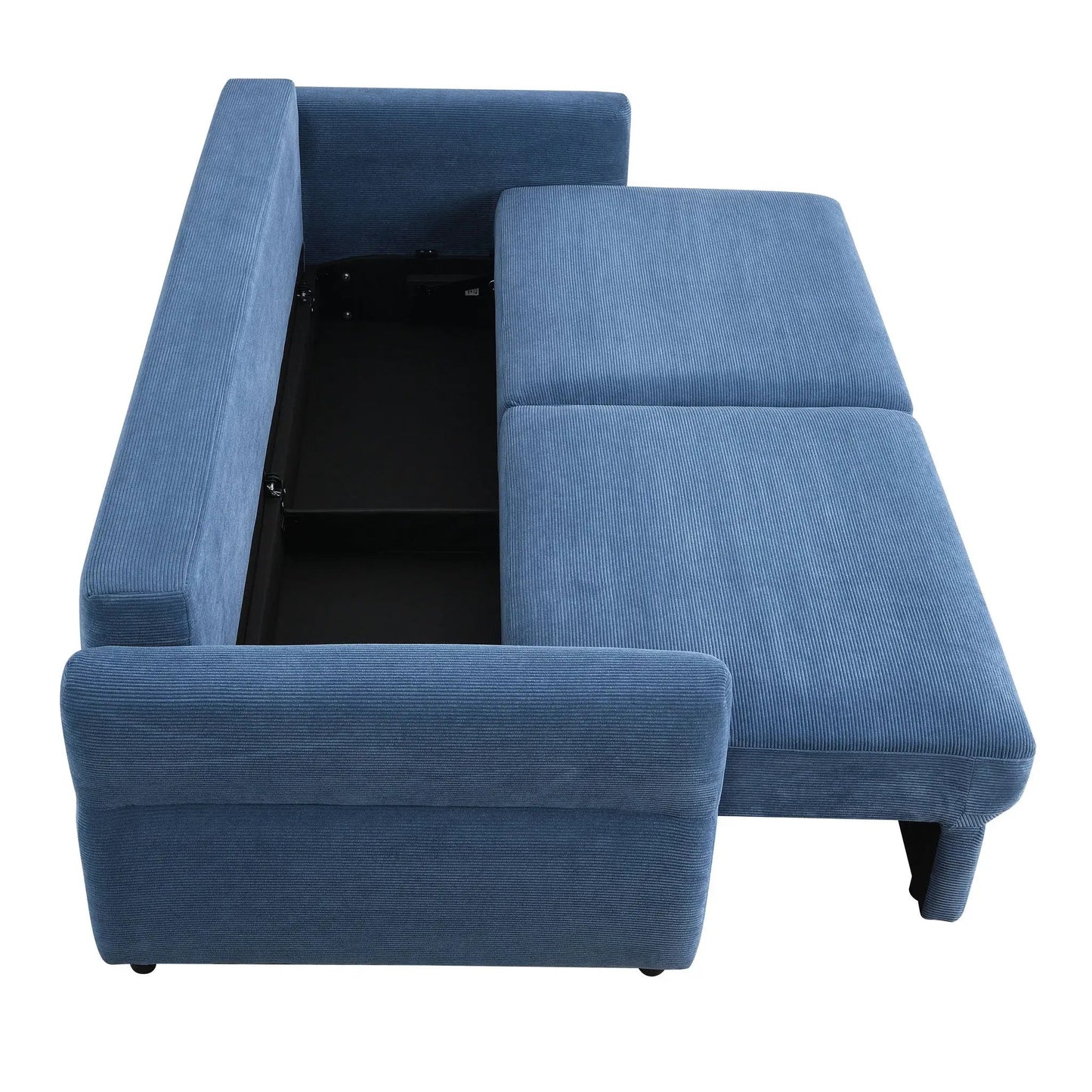 Haran pull-out sleeper sofa with storage in blue corduroy fabric by Unique Piece Furniture on Tampa Home & Garden Store