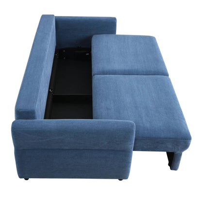 Haran pull-out sleeper sofa with storage in blue corduroy fabric by Unique Piece Furniture on Tampa Home & Garden Store