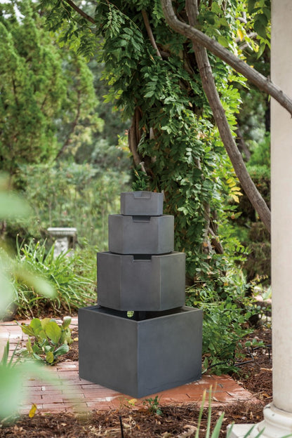 Cement 4 Tier Block Water Fountain Outdoor Gray by HouseOfZazla, Fountains on Tampa Home & Garden Store