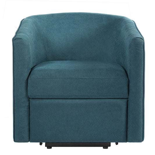 Power lift recliner barrel chair in teal fabric with footrest and side pocket on Tampa Home & Garden Store