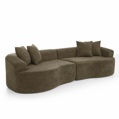 4 Seater Curved Cloud Sectional Sofa taupe plush fabric by HouseOfZazla stationary on Tampa Home & Garden Store