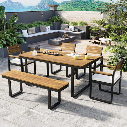 Acacia Wood Outdoor Dining Set and Bench Frame