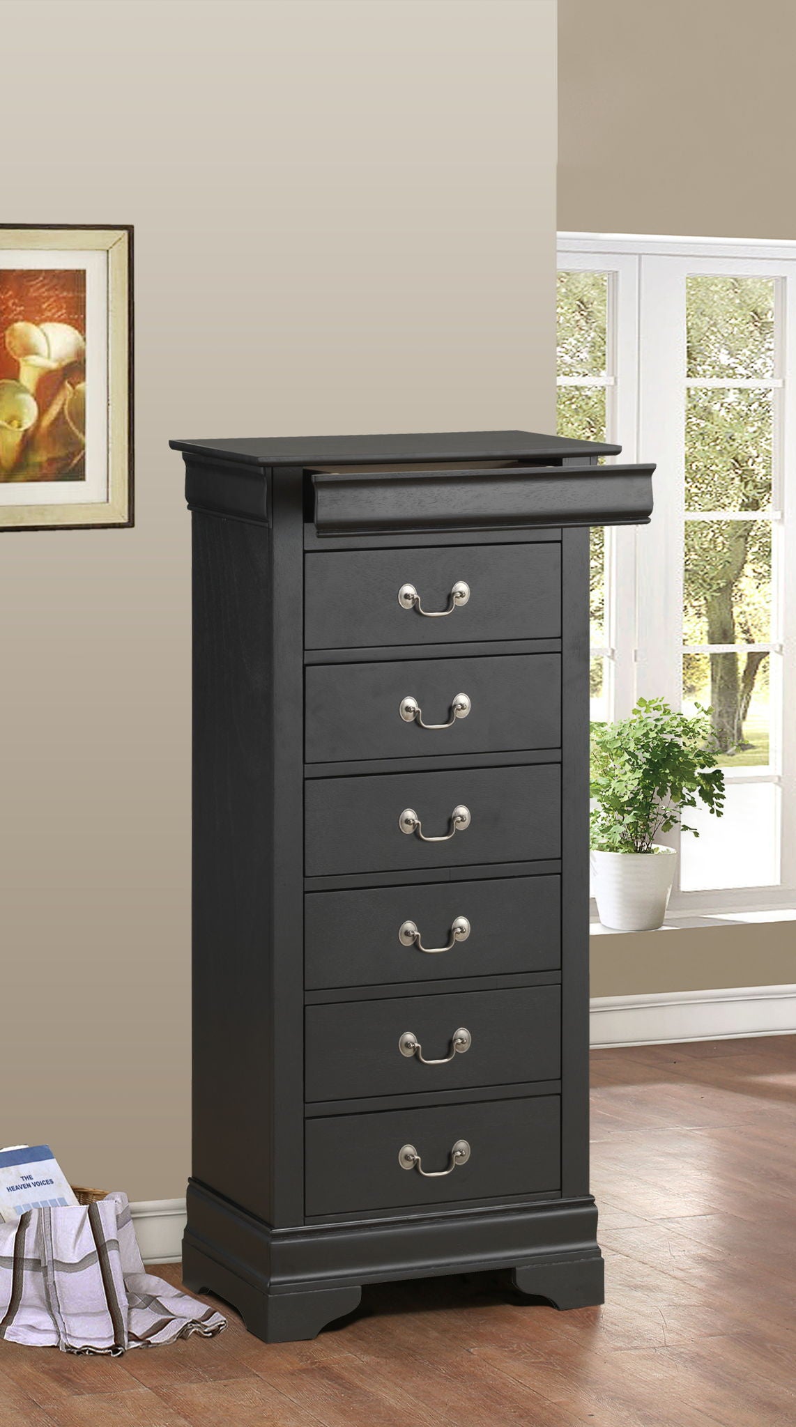 Traditional style lingerie chest by HouseOfZazla with English dovetail drawers in black finish on Tampa Home & Garden Store