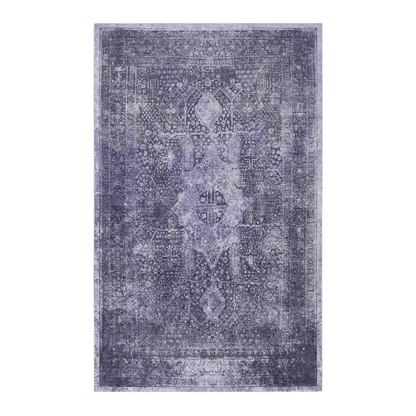 The Maval Anthracite Washable Modern Area Rug by HouseOfZazla with a distressed charcoal pattern on Tampa Home & Garden Store