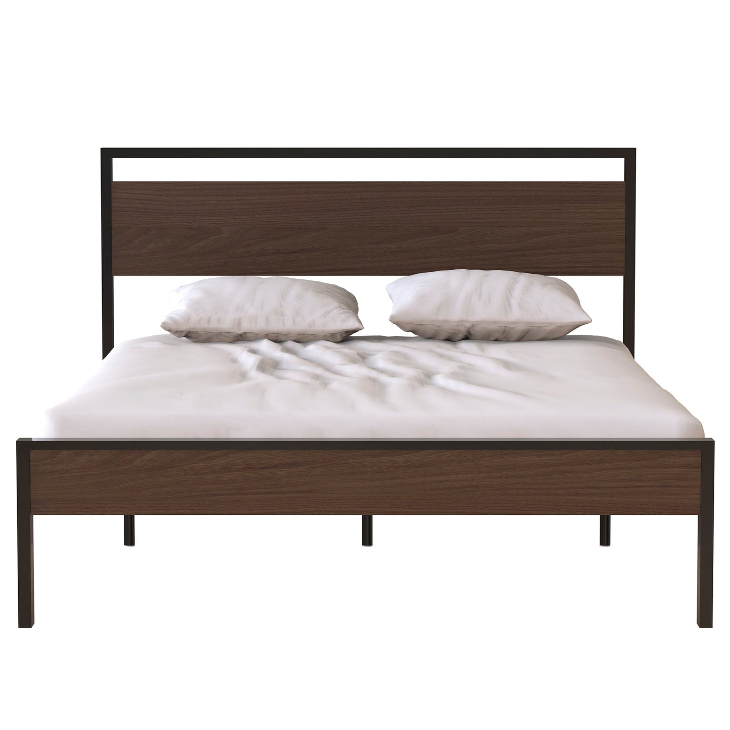 Ceres metal bed frame with brown wood headboard & footboard by HouseOfZazla on Tampa Home & Garden Store
