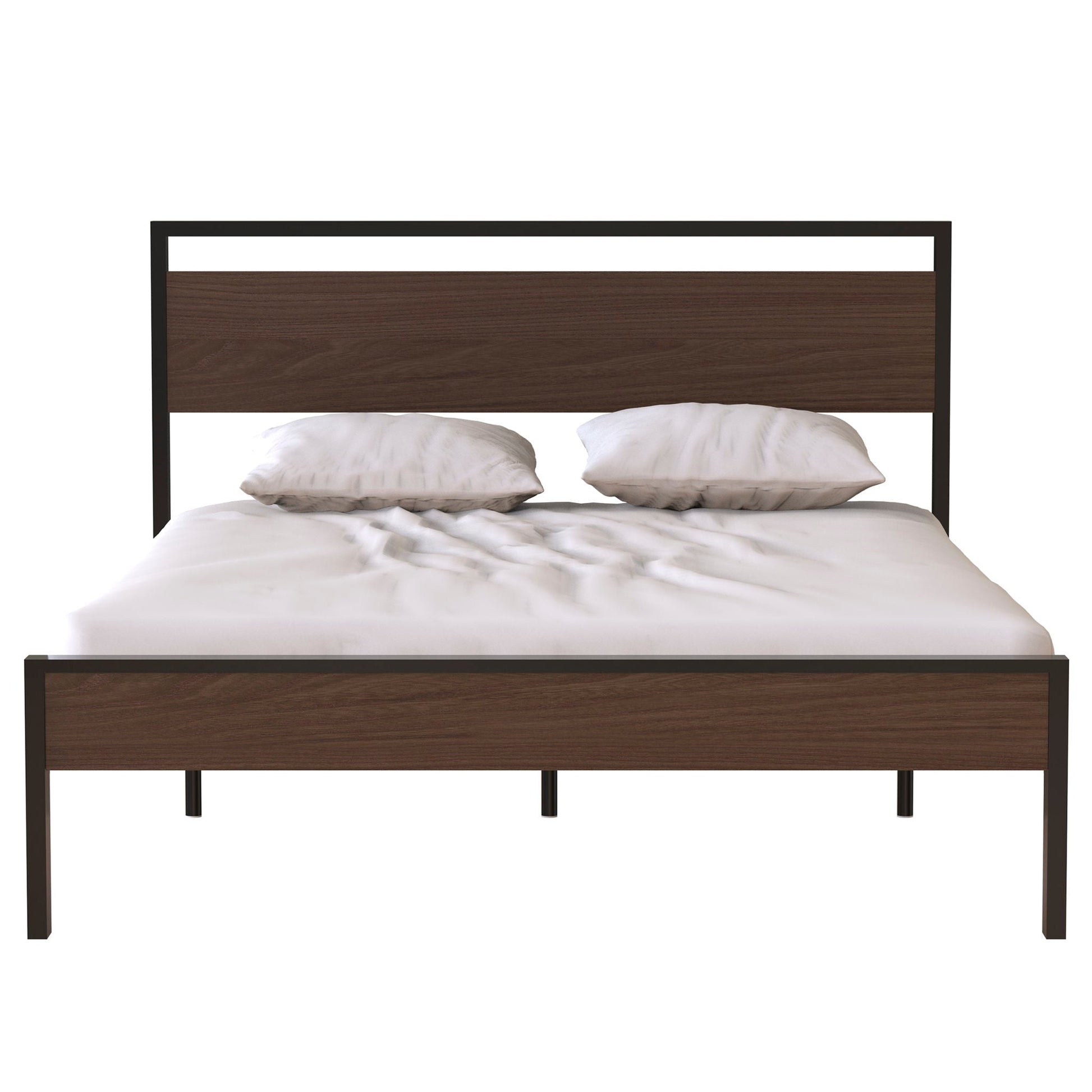 Ceres metal bed frame with brown wood headboard & footboard by HouseOfZazla on Tampa Home & Garden Store