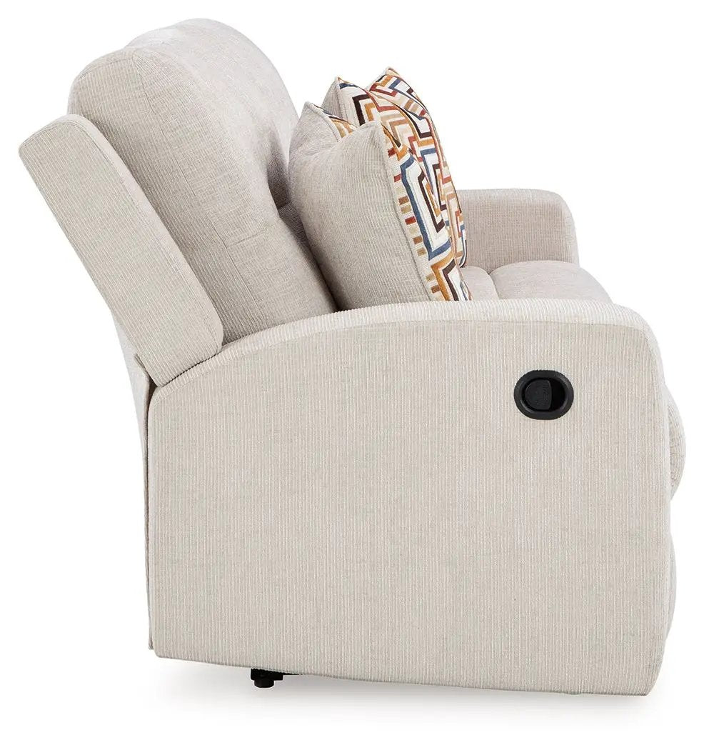 Danum 2 Seat Reclining Sofa beige fabric with geometric pillows by Unique Piece Furniture on Tampa Home & Garden Store