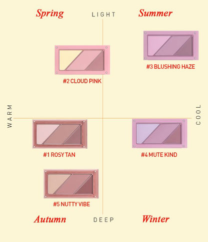 3CE Layer-It-All Blush Palette 4-color blush by Seoulia featuring Rosy Tan, Cloud Pink on Tampa Home & Garden Store