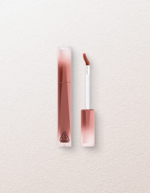 LIP TINT 3CE Velvet Lip Tint Plush 4g rose-gold tube with white applicator 3CE logo on packaging on Tampa Home & Garden Store