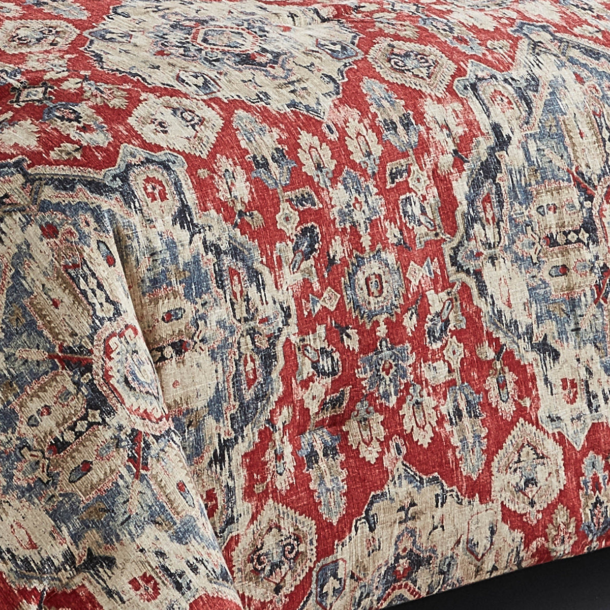 Sadler 9-Pc Burgundy & Blue Medallion Comforter Ensemble pattern ivory backdrop on Tampa Home & Garden Store