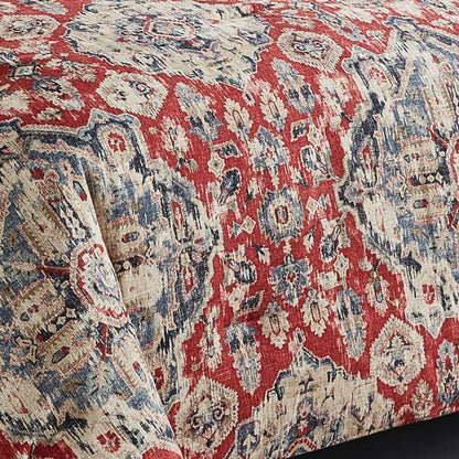 Sadler 9-Pc Burgundy & Blue Medallion Comforter Ensemble pattern ivory backdrop on Tampa Home & Garden Store