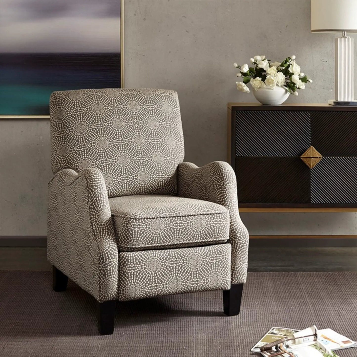 Hoffman Push Back Recliner Beige Multi Chair