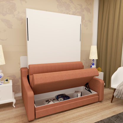 Orange Vertical Murphy Bed with Sofa and Frame