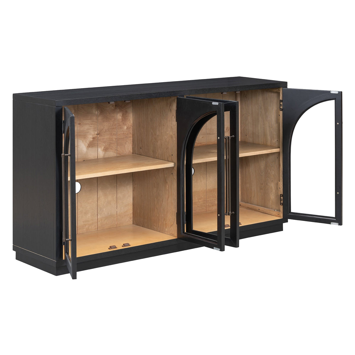 4-Door Large Storage Sideboard Buffet Cabinet with Glass Arched Doors Black by HouseOfZazla on Tampa Home & Garden Store