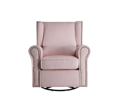Tamaki Glider Chair with Swivel Pink Upholstery