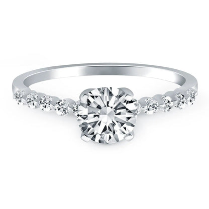 14k white gold diamond engagement ring with round center diamond and shared prong accents on Tampa Home & Garden Store