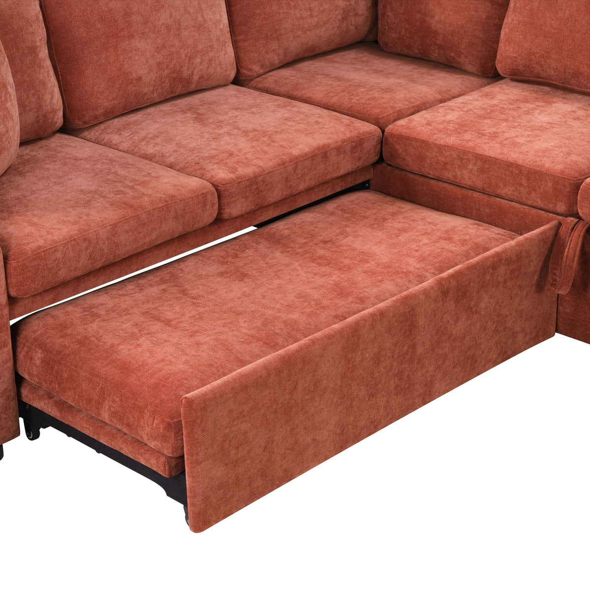 Modern L-shaped sleeper sectional sofa by HouseOfZazla terracotta with hidden storage on Tampa Home & Garden Store