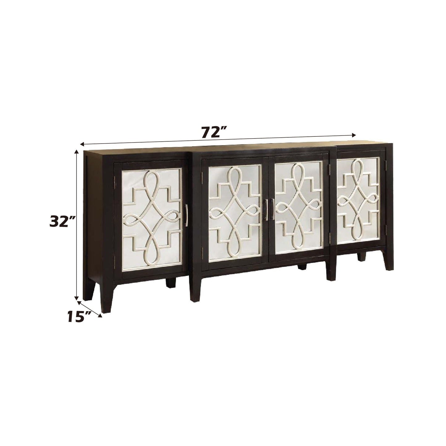 Kacia Console Cabinet dark wood accent cabinet with mirrored doors HouseOfZazla on Tampa Home & Garden Store